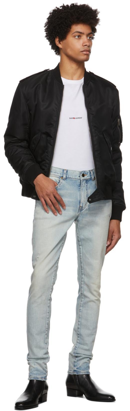 SAINT LAURENT Logo-print Crew-neck T-shirt In White