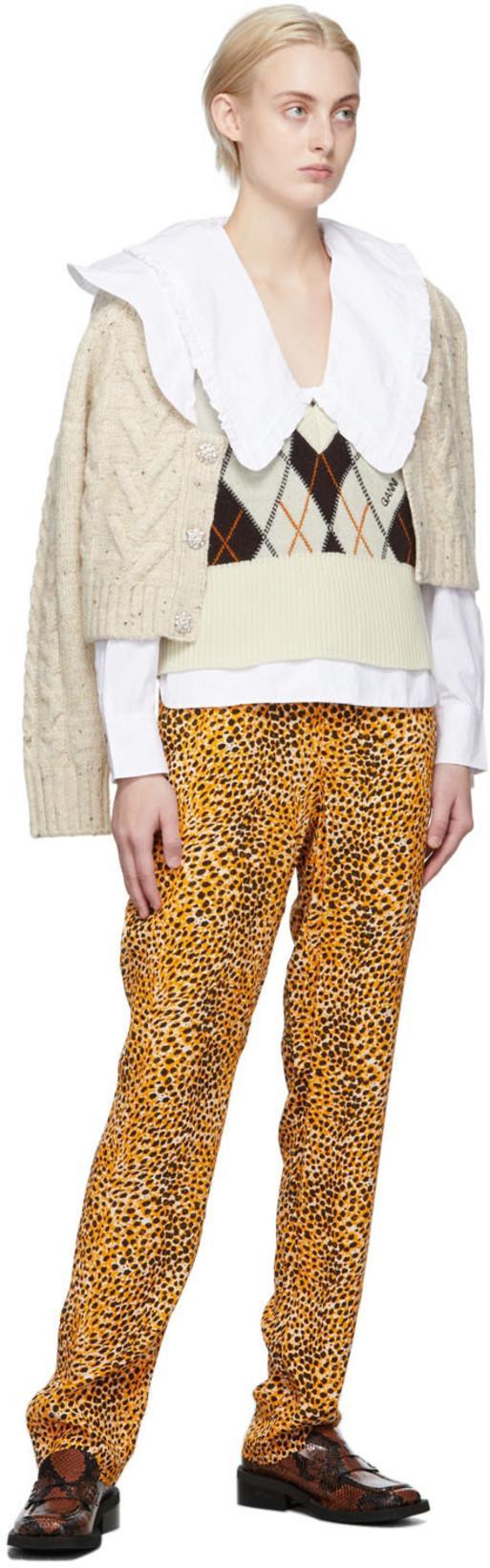 GANNI Balloon Sleeve Poplin Cotton Shirt In White