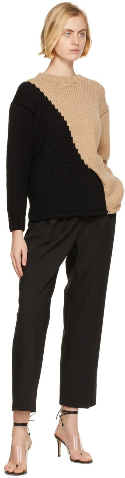 PARTOW Mia Two-tone Cashmere Sweater In Black/sand