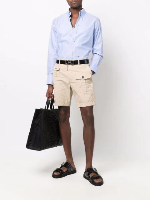 FERRAGAMO Black Gancini Paloma Reversible Leather Belt