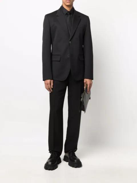 VALENTINO Single-breasted Virgin Wool-blend Blazer In Nero