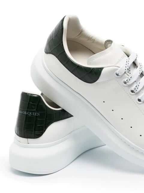 ALEXANDER MCQUEEN Sneakers Oversize In Pelle Bianca E Talloncino In Pelle Scamosciata Blu Avio In White