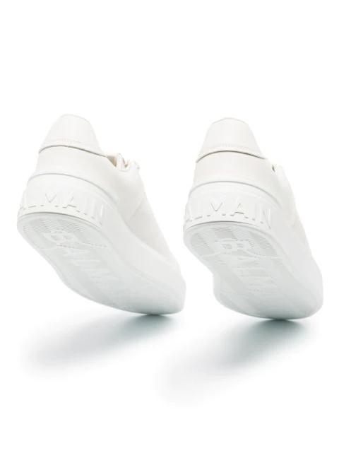 BALMAIN B-court White Low Top Sneakers With Logo Patch On The Tongue In Leather Man In Multi