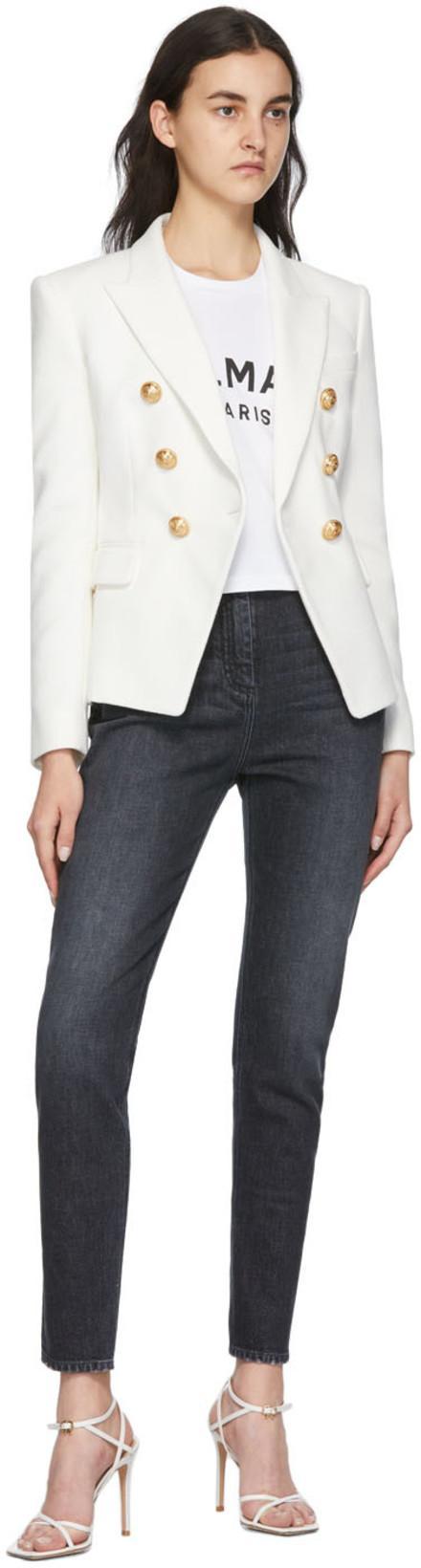 BALMAIN Logo-print Crop T-shirt In White