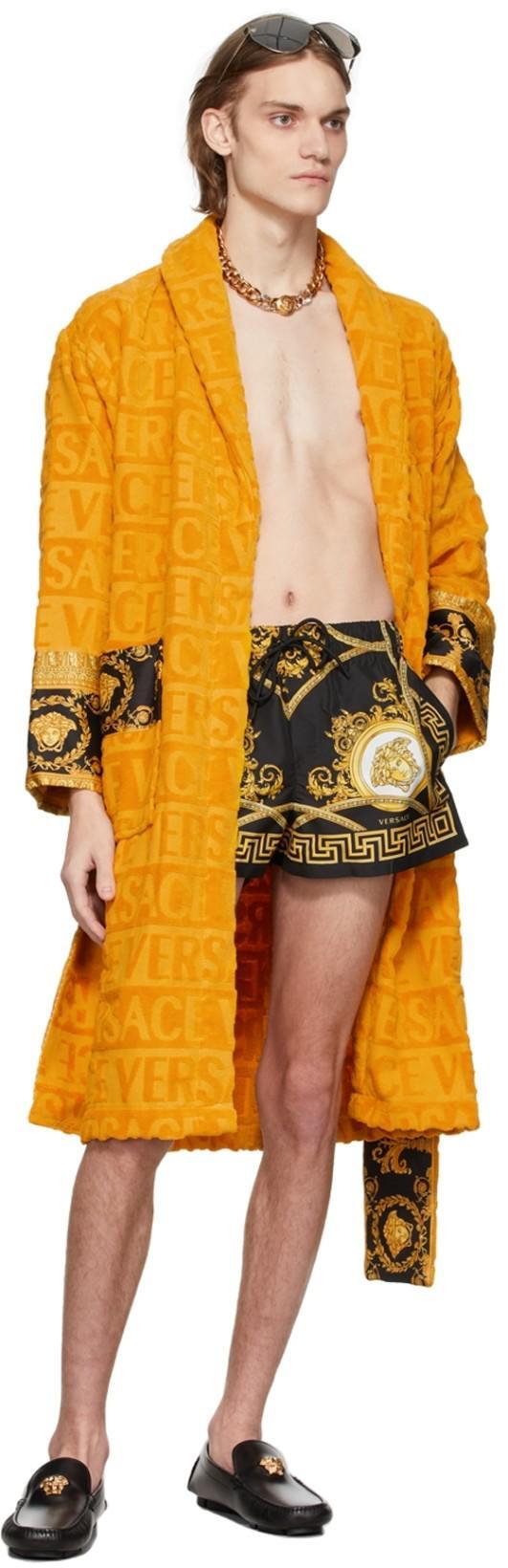 VERSACE Logo Plaque Leather Loafers In Black