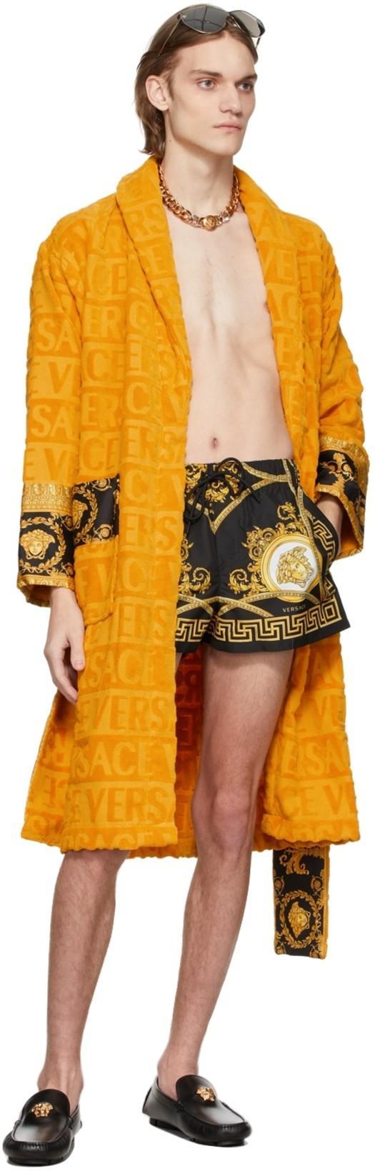 VERSACE Logo Plaque Leather Loafers In Black