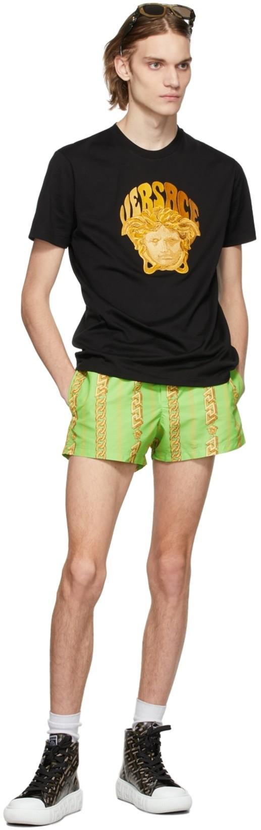 VERSACE Medusa Embroidery Cotton Jersey T-shirt In Black