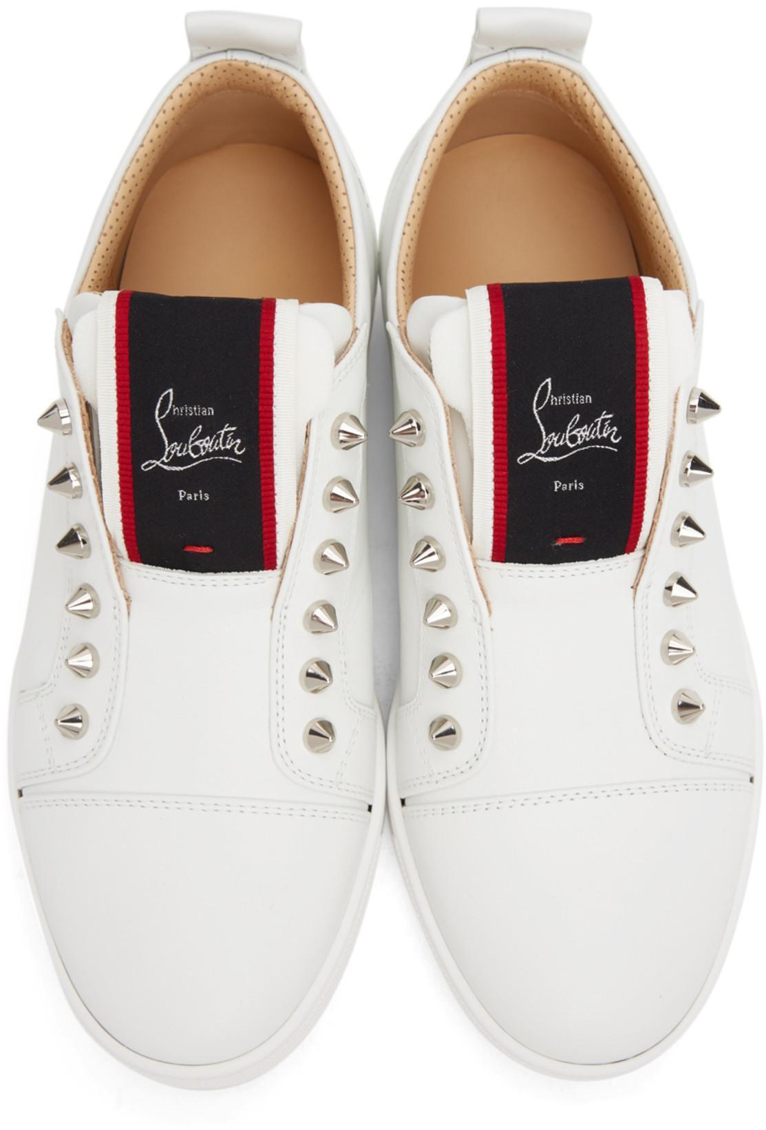 CHRISTIAN LOUBOUTIN F.a.v Fique A Vontade Mid Cut Leather Sneaker In White