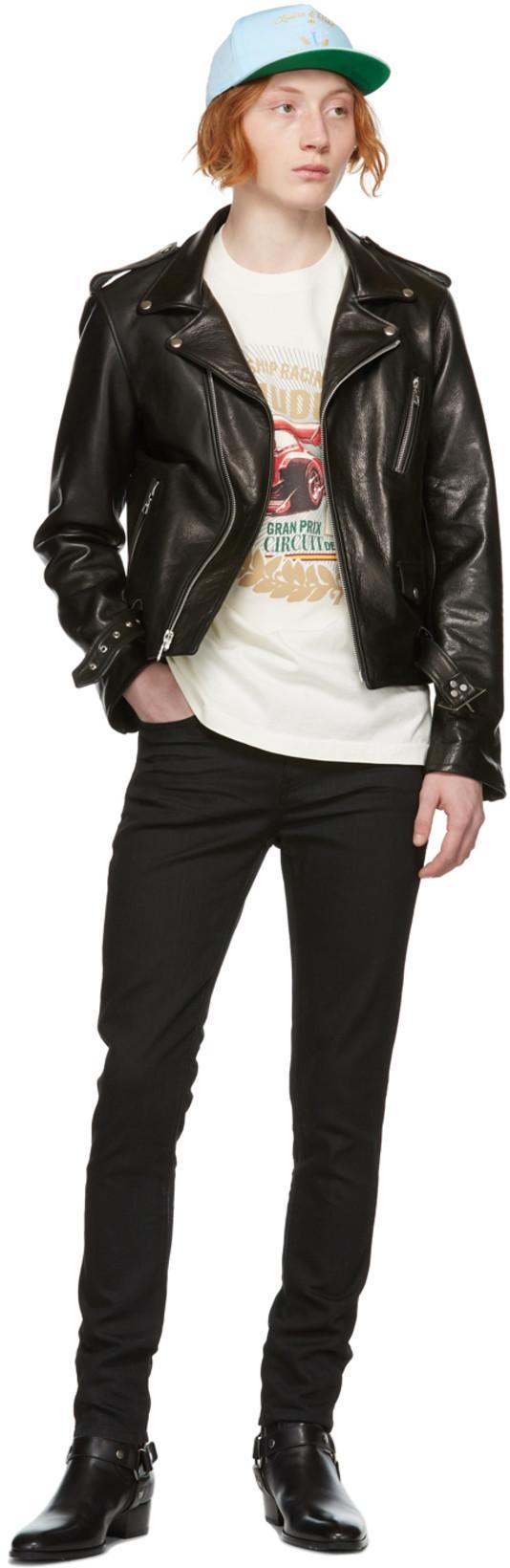 SAINT LAURENT Wyatt Harness Calf Leather Ankle Boots In Black