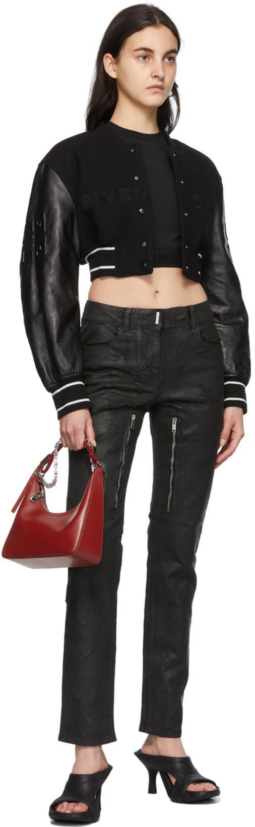 GIVENCHY Wool And Leather Jacket With Embossed Logo In Black