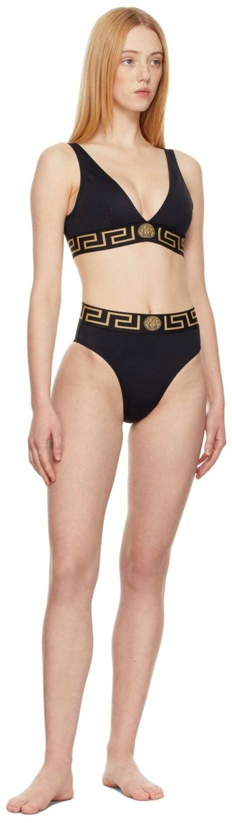 VERSACE Stretch Cotton Briefs With Logoed Elastic Band In Black