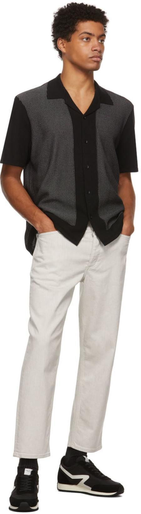 RAG & BONE Harvey Cotton-blend Knit Short-sleeved Shirt In Black White