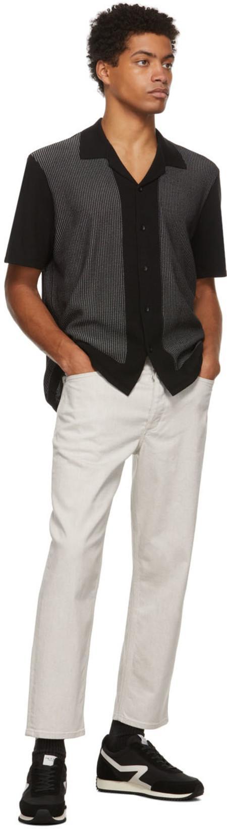 RAG & BONE Harvey Cotton-blend Knit Short-sleeved Shirt In Black White