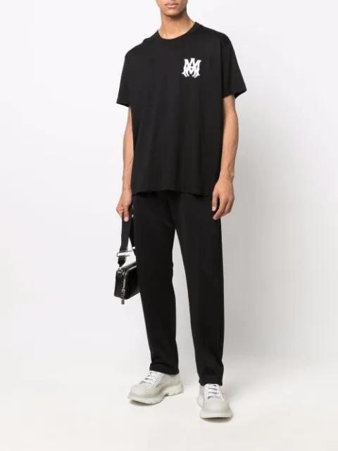 AMIRI Black Crewneck T-shirt With Logo Print On The Front And Logo Lettering On The Rear In Cotton Man