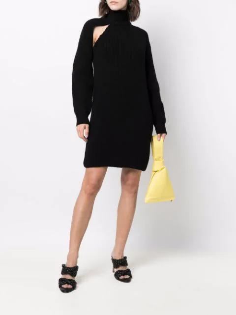 BOTTEGA VENETA The Curve 95 Lambskin Mules With Twisted Intrecciato Straps In Black