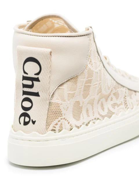 CHLOÉ Lace Lauren Low-top Sneakers With Pull Tab In White