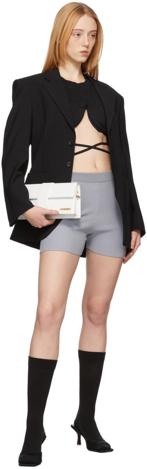 JACQUEMUS Le Short Arancia Ribbed Cycling Shorts In Gray
