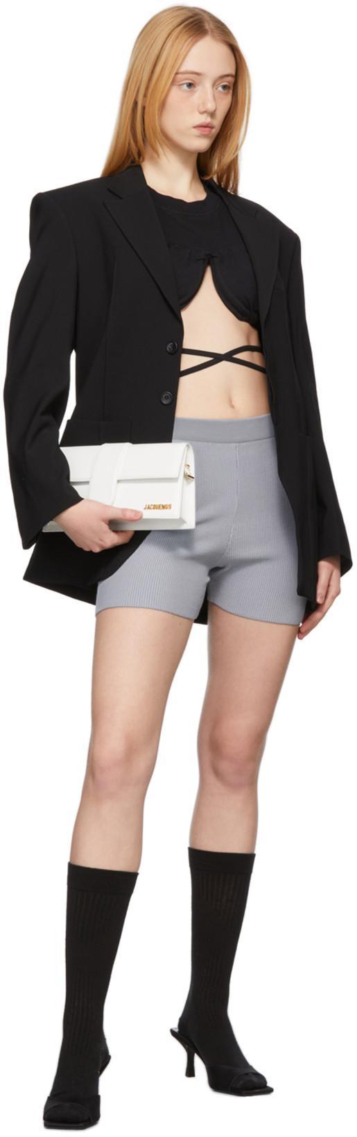 JACQUEMUS Le Short Arancia Ribbed Cycling Shorts In Gray