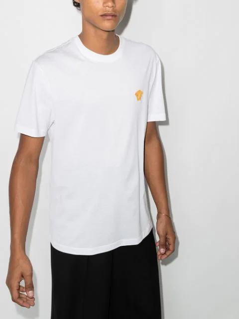 VERSACE White Cotton Jersey T-shirt With Medusa Head Motif In Multi