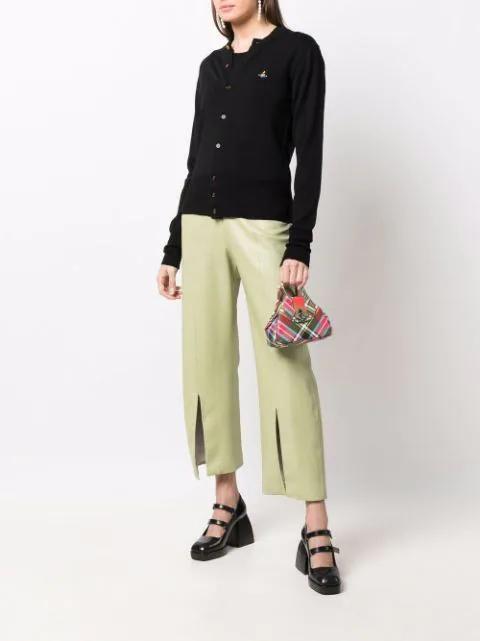 VIVIENNE WESTWOOD Cropped Cardigan With Distinctive Buttons And Embroidered Emblem In Black