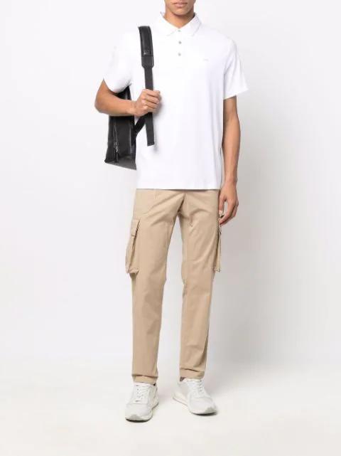 MICHAEL KORS Cotton And Mesh Collar Polo Shirt In White