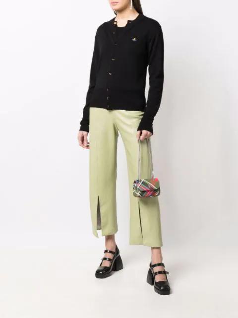 VIVIENNE WESTWOOD Cropped Cardigan With Distinctive Buttons And Embroidered Emblem In Black