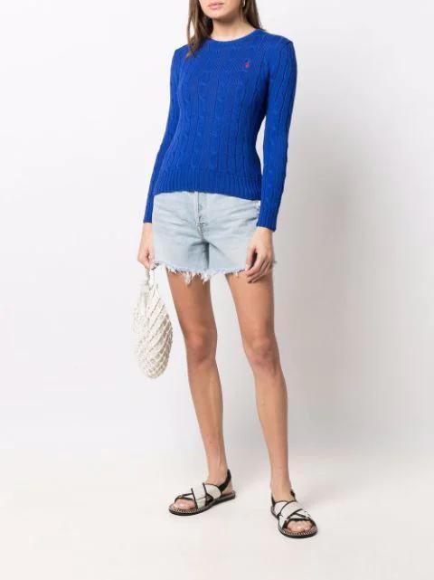 POLO RALPH LAUREN Cable-knit Wool-cashmere Jumper In Royal