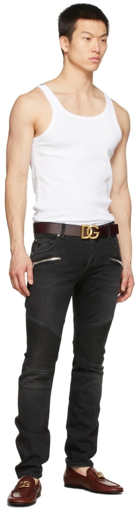 DOLCE & GABBANA Dolce&gabbana Black Belt With Rutenium Dg Plaque
