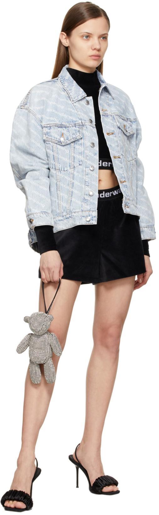 ALEXANDER WANG Falling Back Logo-print Denim Jacket In Blue