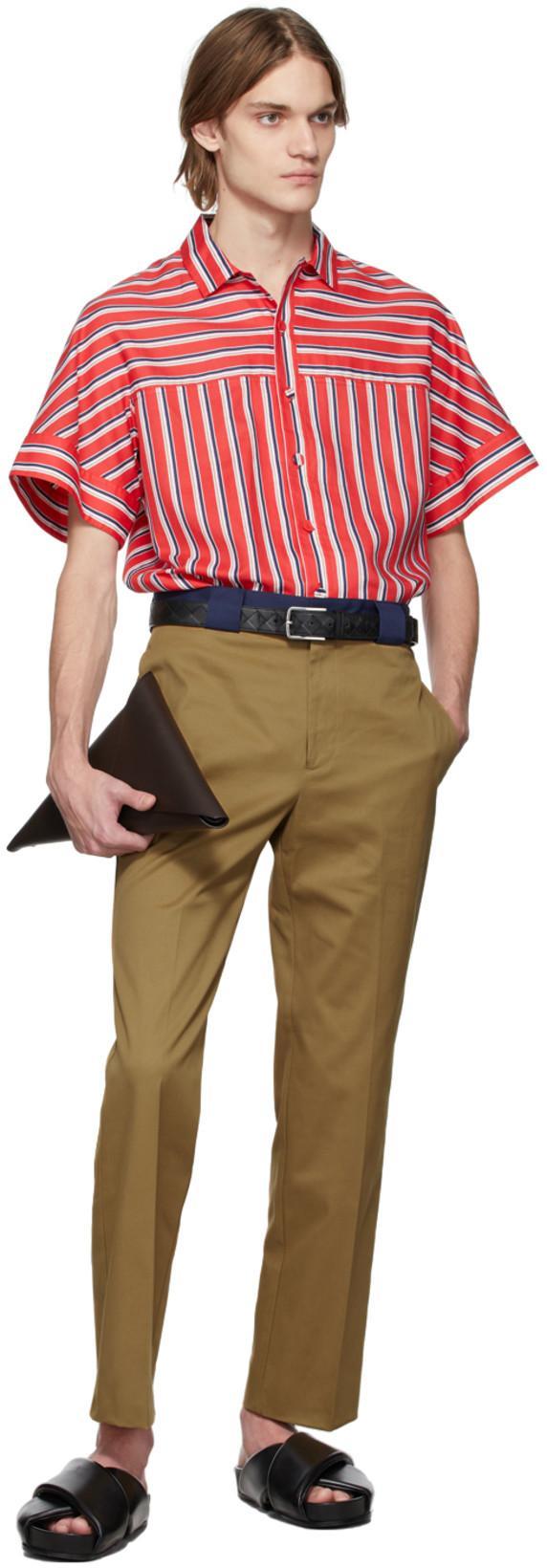 BOTTEGA VENETA Men's Intreccio Leather Belt In Brown