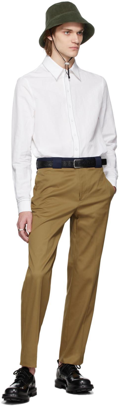 BOTTEGA VENETA Men's Intreccio Leather Belt In Brown