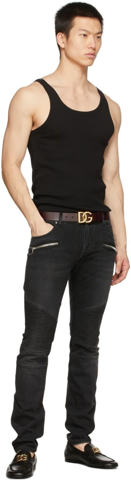 DOLCE & GABBANA Dolce&gabbana Black Belt With Rutenium Dg Plaque