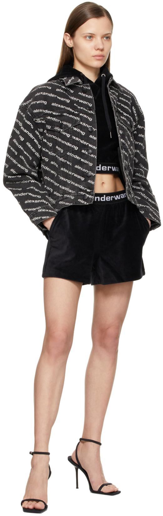 ALEXANDER WANG Denim Jacket With All-over Logo In Black