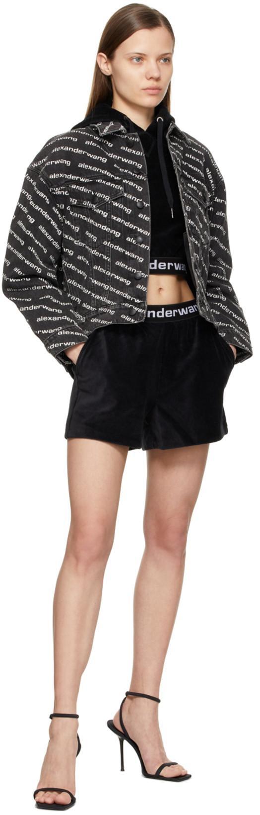 ALEXANDER WANG Denim Jacket With All-over Logo In Black