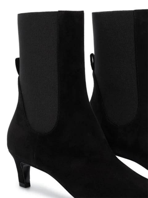 TOTÊME Square Pointed-toe Ankle Kitten-heel Boots In Black Suede