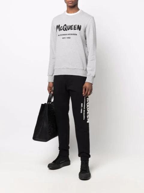 ALEXANDER MCQUEEN Graffiti-print Crew-neck Sweatshirt In Grey