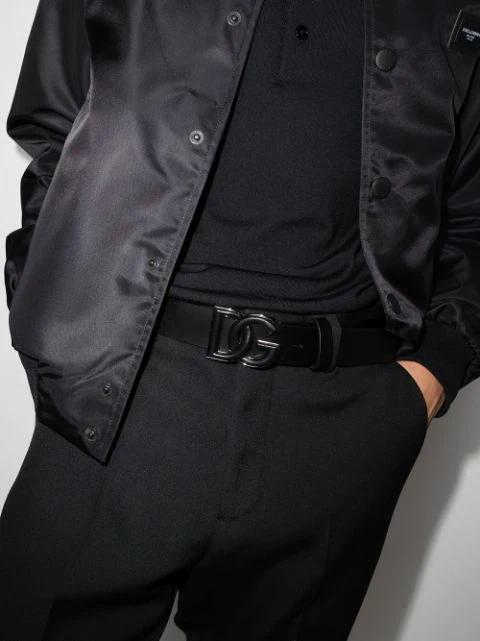 DOLCE & GABBANA Dolce&gabbana Black Belt With Rutenium Dg Plaque