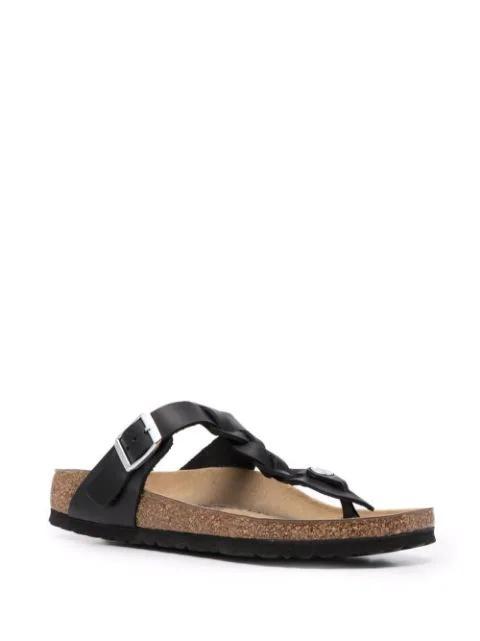 BIRKENSTOCK Gizeh Flower 1026693 Sandals Women Black Leather Thong Gal1567