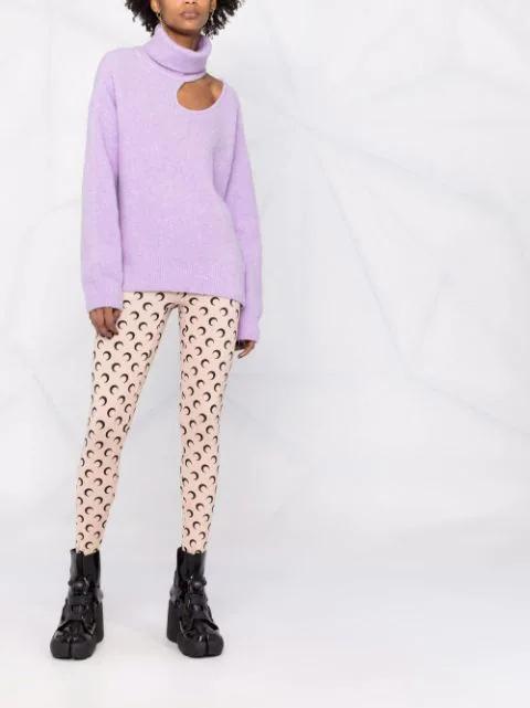 MARINE SERRE Recycled Moon Jersey Stirrup Leggings In Neutral