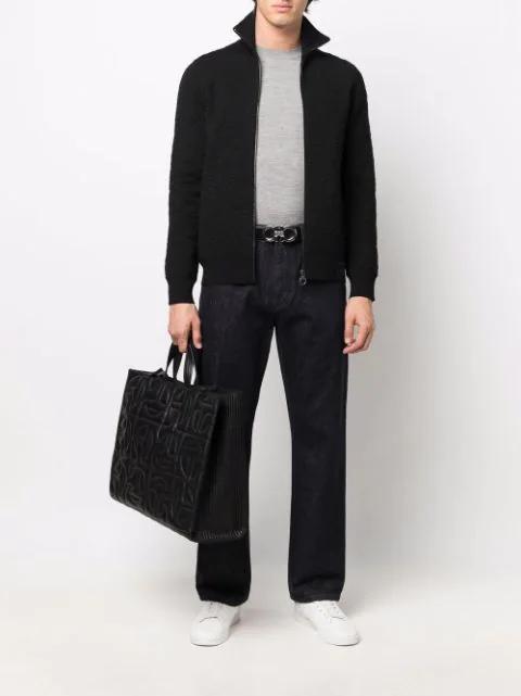 FERRAGAMO Black Gancini Paloma Reversible Leather Belt