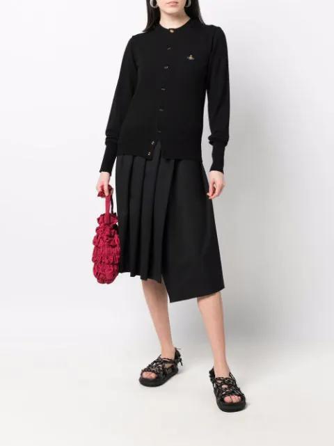 VIVIENNE WESTWOOD Cropped Cardigan With Distinctive Buttons And Embroidered Emblem In Black