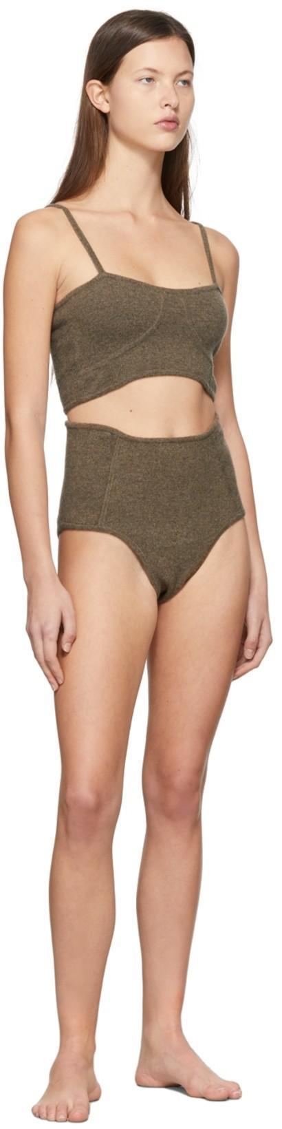 LE KASHA Womens Tabacco Square-neck Cropped Linen Top