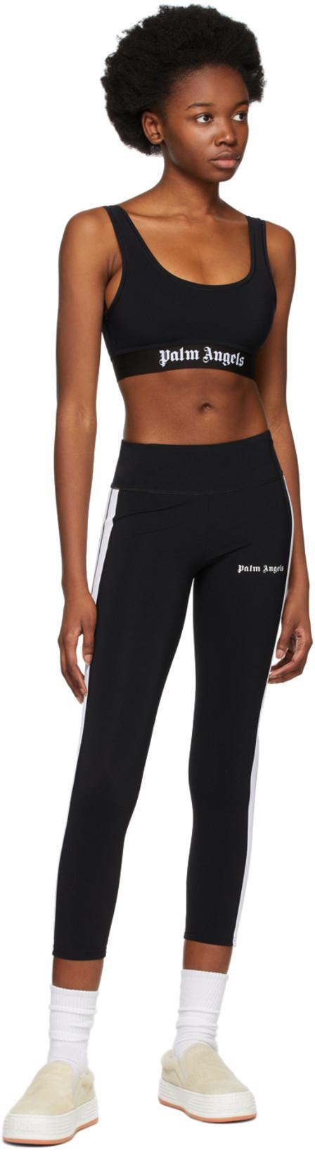 PALM ANGELS Black Classic Logo Sport Bra In Black White