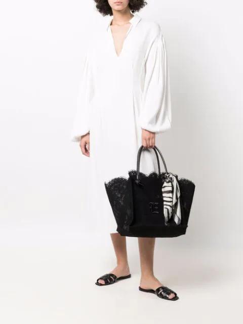 SAINT LAURENT Tribute Nu Pieds Embossed Croc Flat Sandals In Black