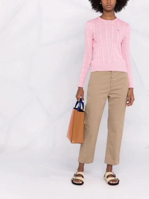 POLO RALPH LAUREN Maglia In Cotone A Trecce In Pink