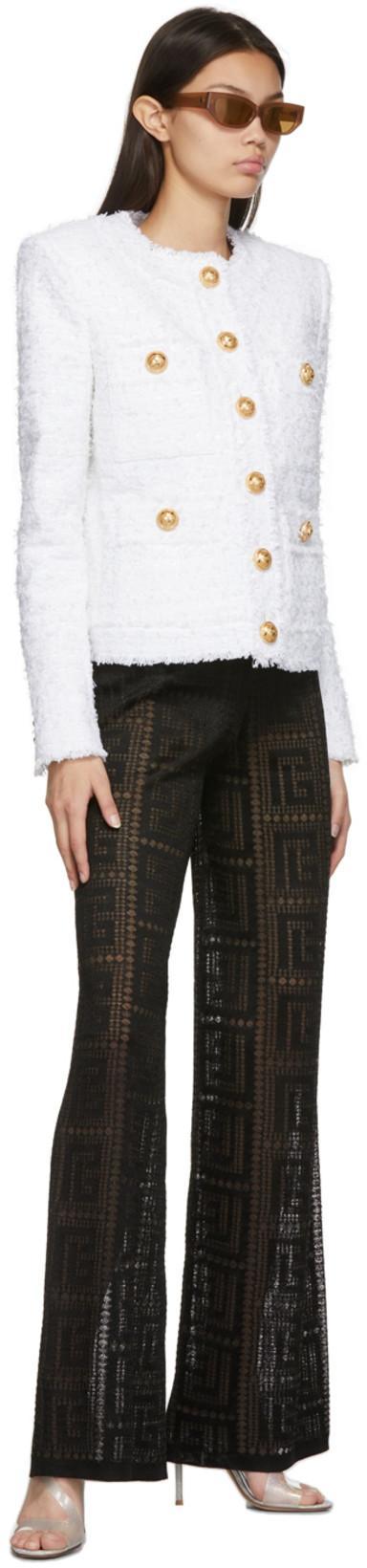 BALMAIN White Cropped Jacket With Patch Pockets