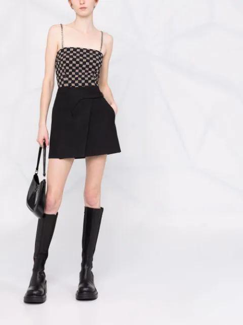 MISBHV Monogram Fitted Spaghetti Top In Black Beige