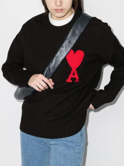 AMI ALEXANDRE MATTIUSSI Ami Paris Ami Paris De Coeur Wool Cardigan In Black