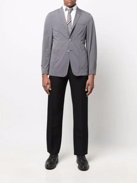 THOM BROWNE Striped Cotton Tie In Grey