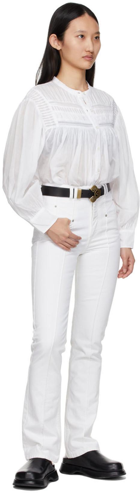 ISABEL MARANT Niroka Jeans In Beige Denim In 20wh White